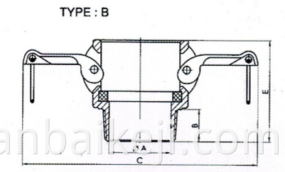 Acoplamentos de Camlock de redução de alumínio Tipo B-B